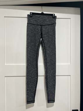 Lululemon Wunder Under Pant Hi-Rise Variegated Knit Heathered Black White Size 4
